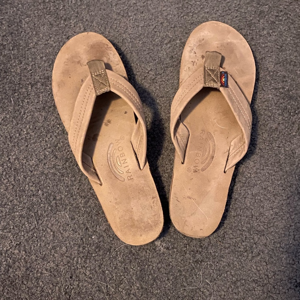 Rainbow flip flops